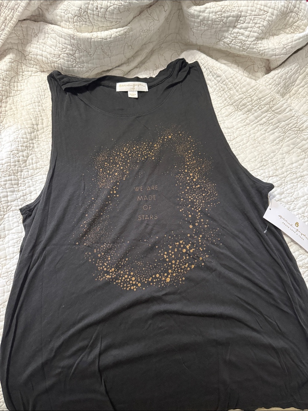 Spiritual Gangster Black Muscle Tank with Gold Starburst Graphic